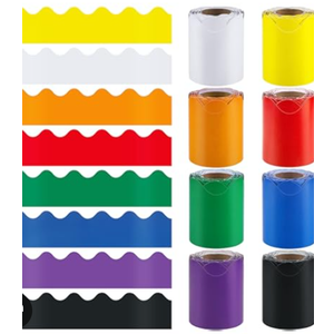 Zhanmai 590ft Classroom Bulletin Board Borders Sets, 12 Rolls Borders for Bulletin Board Scalloped Trims Decoration for Fall School Office Chalkboard Whiteboard Poster Decor(Rainbow Color)