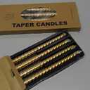 Kemladio 8pcs 10 inch Taper Candles, Burning Unscented Tapered 7.5 hrs, Fancy Dinner,Tall Candle Sticks, Halloween Party Decorations (8pcs, Gold)