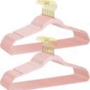 Pink Clothes Hangers 16", 20 Pack Plastic Clear Coat Hanger for Adult Closet, Durable Bling Ganchos de Ropa with Swivel Hook, Notched Shoulders & Ultra-Thin Space Saving Laundry Hanger for Dress Suits