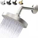 High Pressure Shower Head - Anti-Clogging Silicone Nozzles - 2.5 GPM Removable Restrictor - Easy to Clean Adjustable Replacement - easy to install with Plumbers Tape - 6 inch - Brushed Nickel Finish