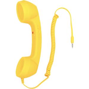 Retro 3.5mm Telephone Handset Cell Phone Receiver Mic Microphone Speaker for iPhone iPad Mobile Phones Cellphone Smartphone (Yellow)