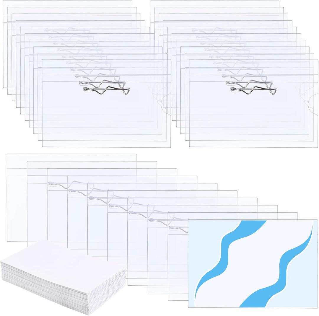 Anjmd 50 PCS Name Tags with Pins Name Badge Holders Clear Plastic Name Tag Holders with Pin with 50Pcs Inserts Fit Card (3.58 x 2.16 inch) Anjmd 50 PCS Name Tags with Pins Name Badge Holders Clear Plastic Name Tag Holders with Pin with 50Pcs Inserts Fit Card (3.58 x 2.16 inch)