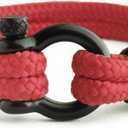 Mens Rope Bracelet - Stainless Steel Black Shackle, Extremely Durable and Scratch Resistant Waterproof Paracord, Handmade, Nautical Wristband for Men (Red) 6.5 