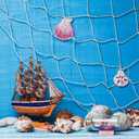 Aodaer 4 Pieces Natural Fish Net Decorative Fish Netting Natural Cotton Beach Decorations for Mermaid Birthday Baby Shark Birthday Under the Sea Party Pirate Party Favor