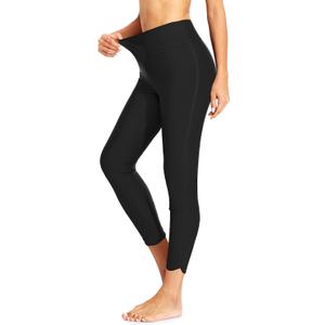 Holipick High Waisted Swim Pants for Women - Swimming Leggings Swimsuit UPF 50+ Rash Guard (Large, Black)