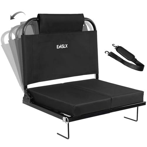 EMSLX Stadium Seats with Back Support Bleacher Chairs with Back and Cushion, Bleacher Seat with Adjustable Backrest and Portable Folding Cushion for Sports Events