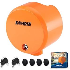 Kohree Heavy Duty Trailer Coupler Lock, RV Trailer Locks fit 2-5/16 inches, 2", 1-7/8" Couplers, Durable Structural Steel Safety Trailer Tongue Lock with 4 Keys & 4 Dust Covers, Orange