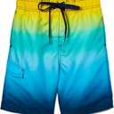Kanu Surf Boys' Line Up Quick Dry UPF 50+ Beach Swim Trunk (2T, Mirage Navy/Yellow)