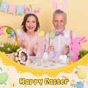 Pinkunn 6 Pcs Easter Table Decorations Fabric Eggs Wooden Signs Pastel Easter Eggs Centerpiece Tiered Tray Decor for Home Farmhouse Kitchen Decorations