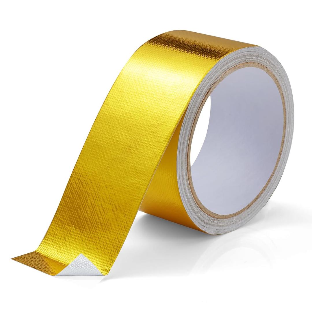 4in x 33FT Aluminum Foil Tape, Fiberglass Heat Shield Tape, Golden Self-Adhesive Heat ReflectiveTape, Exhaust Heat Resistant Tape, for Hose and Auto Use