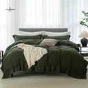 Duvet Cover Twin: 100% Washed Cotton Linen Like Lightweight | Breathable Durable Comfy All Season Bedding 2 Pcs Set with Hidden Zipper 8 Corner Ties, Twin/Twin XL