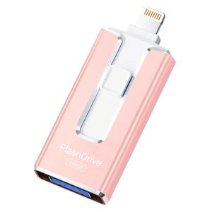 MFi Certified 256GB Flash Drive for iPhone iPad, Photo Stick for External Memory Storage, Easily Back Up and Save Photos, USB Memory Stick Thumb Drive for iPhone/iPad/Android/PC (Light Pink, 256GB)