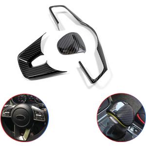 MUXEE 3Pcs Steering Wheel Cover Trims Interior Decaration Sticker for Kia Forte Cerato K3 2019 2020 2021 2022 2023 2024 - ABS Carbon Fiber Sport Interior Accessories(NOT FIT GT and GT Line Models)