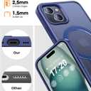 360 Rotatable Magnetic Stand for iPhone 15 Case Compatible with Mag-Safe 16FT Military Drop Protection, Anti-Scratch/Fingerprint Shockproof iPhone 15 Phone Case(Matte-Blue)