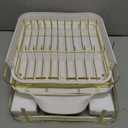 SNTD Dish Drying Rack, Expandable Dish Rack for Kitchen Counter, Stainless Steel Dish Drainer with Drainboard Set and Utensil Holder (Gold)