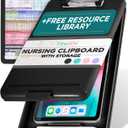 Tribe RN Nursing Clipboard with Storage - Medical Clipboard Nursing Essentials for Nurses and Nursing Students School Supplies with Quick Access Reference Guide (Black)
