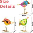 3 Pack Garden Outdoor Metal & Glass Bird Yard Art, Lawn Ornaments Outdoor Decor for Porch Patio, Housewarming Birthday Gifts for Grandma Mom Women