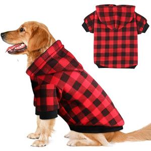 Plaid Dog Hoodie Sweatshirt Sweater for Extra Large Dogs Cat Puppy Clothes Coat Warm and Soft(XL)