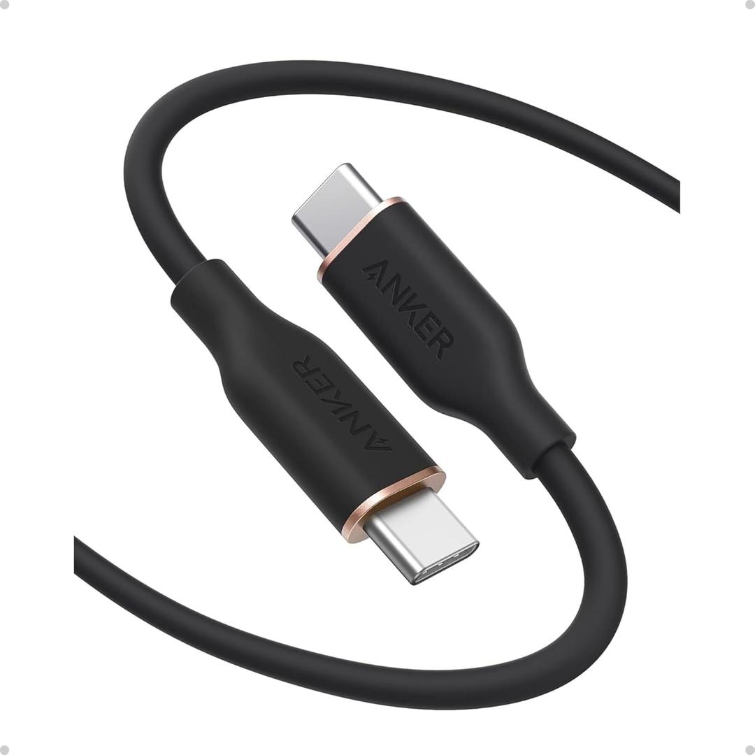 Anker USB C Cable, Type C Fast Charging Flow Cord for iPhone 1716/15 Series, MacBook Pro 2020, and More (USB 2.0,240W, 1 Pack, Black, 6FT)