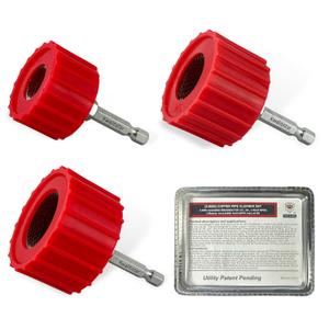 [3-Size Set] Copper Pipe Cleaner for Drill, Clean 1/2, 3/4, 1-in Copper Pipes & Tubes for Soldering, 3 Tube Cleaning Brushes, Model InerLok050, 075, 100, w/ Stainless-Steel Wire Bristles & 1/4 Shank