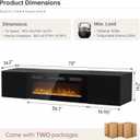 MXV 70'' Floating TV Stand, Modern Media Entertainment Center with 36" Electric Fireplace, TV Console Cabinet Wall Mounted, Adjustable 12-Color LED Lights, for Living Room, Black + Black