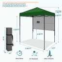 EAGLE PEAK 6x4 Instant Pop Up Canopy Tent with 1 Half Wall Panel, Straight Leg Sun Shelter, Portable Canopy with Carry Bag for Camping, Beach & Sports, Green
