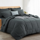RUIKASI King Size Comforter Set - 7 Pieces Bed in a Bag Dark Grey All Season King Bedding Set with Comforter, Pillow Shams, Flat Sheet, Fitted Sheet and Pillowcases