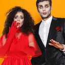 Shinymoon Gothic Halloween Costume Set 80s Gothic Women Red Wedding Bride Dress for Halloween Day of the Dead Cosplay Party (Red, L)