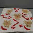 Kokaaee Christmas Pillow Cover 18x18 Inch - Embroidered Gingerbread Men Canes Throw Pillow Case Soft Soft Plush Faux Fur Xmas Decorations Holiday Decor for Home Couch Sofa Living Room (1 Pack)