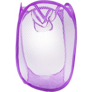 GALPADA Foldable Mesh Laundry Basket with Handles and Side Pocket Portable Pop-up Laundry Hamper for College Dorms Small Apartments and Travel