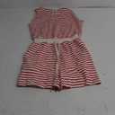 Glamaker Womens Rompers for Summer 2025 Striped Shorts Overall Sleeveless Jumpsuits Elastic Waist Beach Outfits with Pockets S