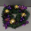 Purple Ribbon Christmas Advent Wreath - for Advent Calendar Season - Centerpiece Decor Candle Holder and X-mas Decorations