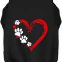 Discover Cozy Sleeveless Canine Wear: Soft, Lightweight, and Breathable Cotton Dog Shirt Featuring Heart and Paw Graphics. Vest Tank Top is Ideal for Small, Medium, and Large Breeds Black 4XL