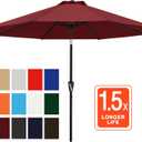 ABCCANOPY 9FT Outdoor Patio Umbrella, 8 Ribs Table Umbrella w/Crank for Easy Set Up, Suitable for Garden, Lawn, Deck & Backyard (Burgundy)