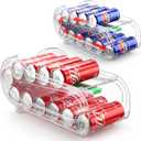 Soda Can Organizer for Refrigerator, Drink Organizer for Fridge, Automatic Rolling Can Dispenser Holder, Organize 11 Pcs Standard 11.15oz or 12oz Long Cans (2 Pack)