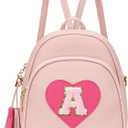Easter Gifts for Kids Gifts for Girls Little Girl Initial Mini Heart Backpack Purse Crossbody Bag with TasselPink-A