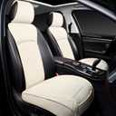 Front Leather Car Seat Covers  Waterproof, Universal Fit for Most Trucks, Jeep, Van, SUV, Pickup, Sedan, Airbag Compatible, Luxury Seat Protectors with Storage Pocket (Off-White)