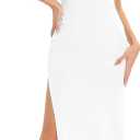 JLCNCUE Women's Tube Strapless Maxi Dress Side Slit Bodycon Dresses Sleeveless Off Shoulder Backless Cocktail Dress 295 (White, S)