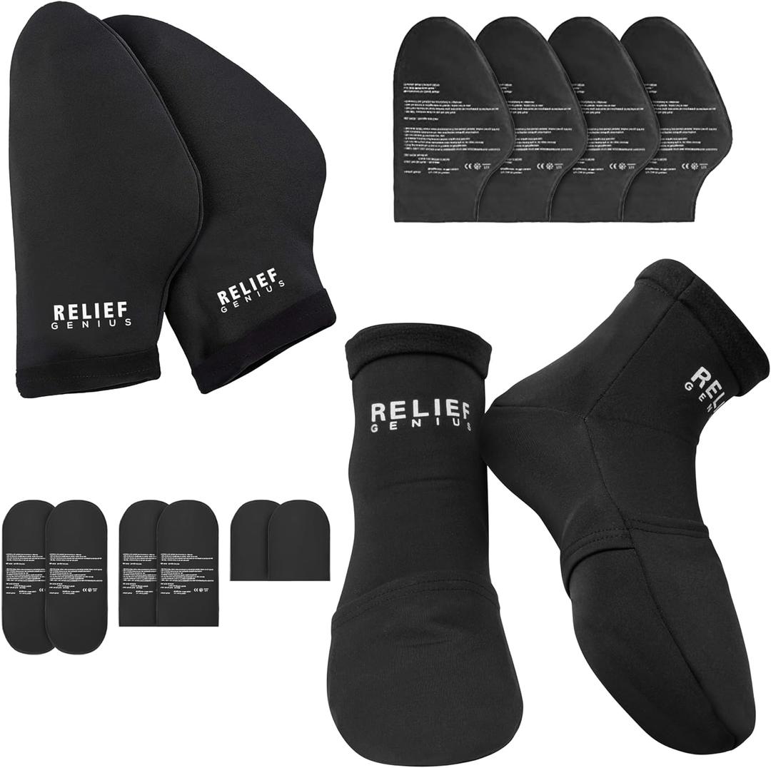 Relief Genius Cold Therapy Socks & Hand Ice Pack Cooling Gloves for Chemotherapy Neuropathy, Chemo Care Package for Women and Men S/M