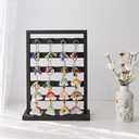 Ikee Design Wooden Jewelry Display Rack with 20 Removable Metal Hooks,Earring Card Display Stand,Jewelry Organizer,Earring Bracelet Organizer, Keychain Stand, Black Color