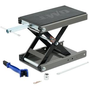 Orion Motor Tech Motorcycle Lift, 1100lb Motorcycle Scissor Lift Jack with Wide Deck T Handle 3/8" Socket, Motorbike Center Stand with Chain Brush, Crank Hoist Stand for ATV Dirt Bike Cruiser, Gray