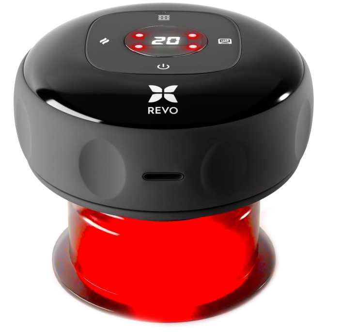 REVO The Original 4in1 Smart Cupping Therapy Massager, Red Light Therapy for Targeted Pain Relief, Knots, Aches, Muscle Soreness, Circulation & Tighter Skin, Portable Cupping Kit