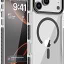 DEERLAMN Strong Magnetic Case for iPhone 17 Pro Max 6.9-Inch, [Compatible with Magsafe][Military Grade Drop Protection] Clear Slim Shockproof Protective Phone Cover-Transparent+Black