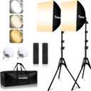 Softbox Lighting Kit 2pack,Thoslatay16x16in Soft Box Upgrade 85W 2700-6400K 100-240V LED Bulbs Professional Photography Lighting Kit, Photo Studio Lights for Photoshoot/Video Recording/Live Streaming