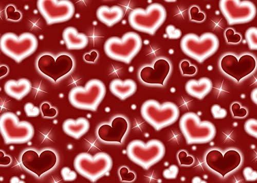 LYCGS 8x6ft Red Heart Backdrop 90s Backdrops for Photoshoot Valentines Decor Banner Birthday Props X-91
