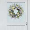 28 Inch Large Summer Wreaths for Front Door Summer Door Wreath Spring Floral Wreath with White Sunflower Lanvender Wildflowers for Indoors Outdoor Home Decorations