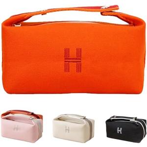 Travel Makeup Bag, Waterproof Canvas Cosmetic Bag Make Up Organizer Case for Women, Large Toiletry Bag Skincare Pouch for Toiletries Accessories Brushes