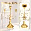 8 Pcs Gold Candelabra 12 Inch 3 Arm Metal Candle Stand Wedding Candlestick Holder for Table Centerpieces Wedding Birthday Holiday Theme Party