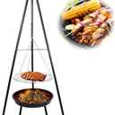 Campfire Tripod For Cooking,Dutch Oven Tripod Cooking Stand for BBQ Camping Tripod Cooker Heavy Duty Alloy Steel Charcoal Campfire Grill Stand Lantern Tripod Hanger for Outdoor Barbecue