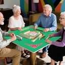 Large Mahjong Mat with Carrying Bag, Anti Slip and Noise Reduction Mahjong Table Mat for Poker, Card, Board & Tile Games 31.5 x 31.5 Inches (Green)